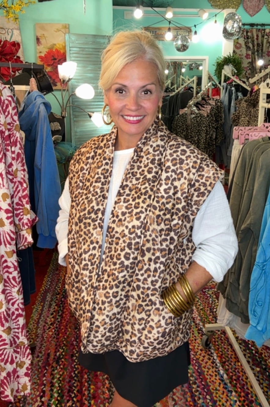 The Roseanne Quilted Leopard Vest
