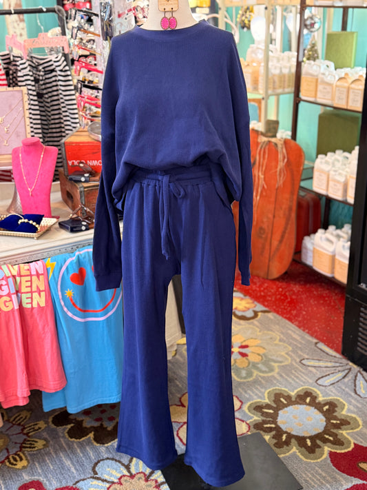 Navy LuLu MAC Waffle Pullover