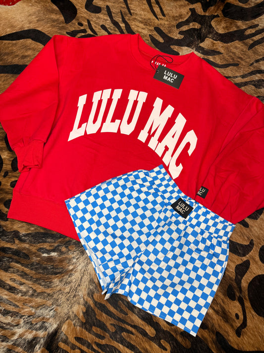 Baby Blue Check LULU Mac Shorts