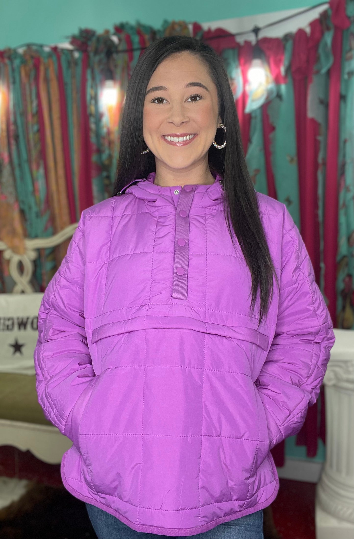 Baby It’s Cold Outside Puffer Pullover in Orchid