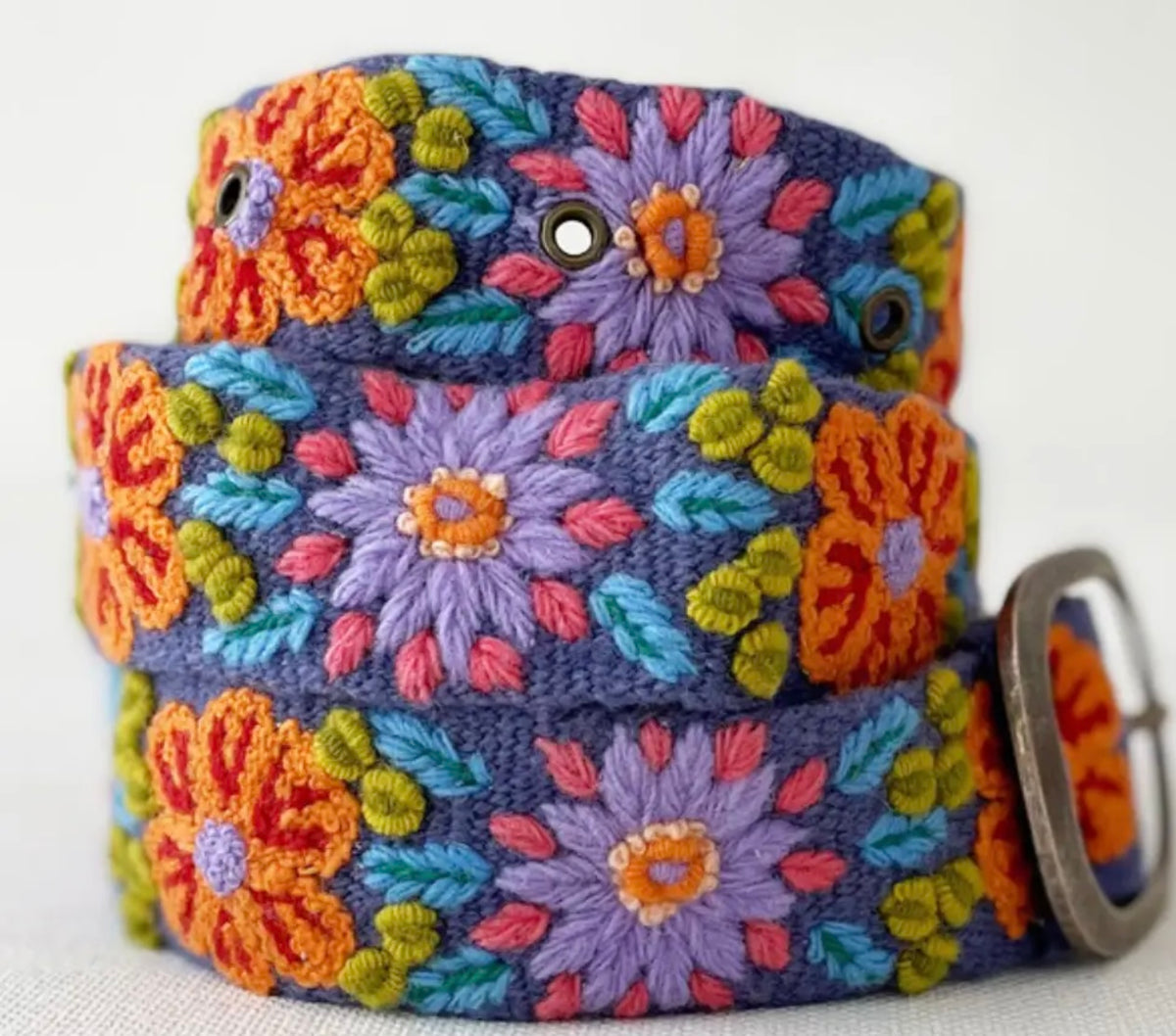 Prairie Flowers Embroidered Wool Belt