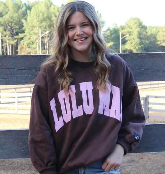 LULU MAC CHOCOLATE SWEATSHIRT WITH PINK