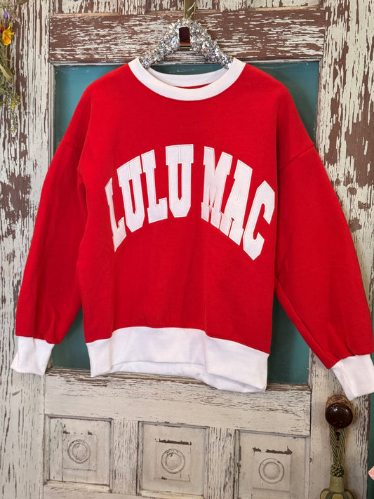 Red/White Color Block LuLu Mac Sweatshirt