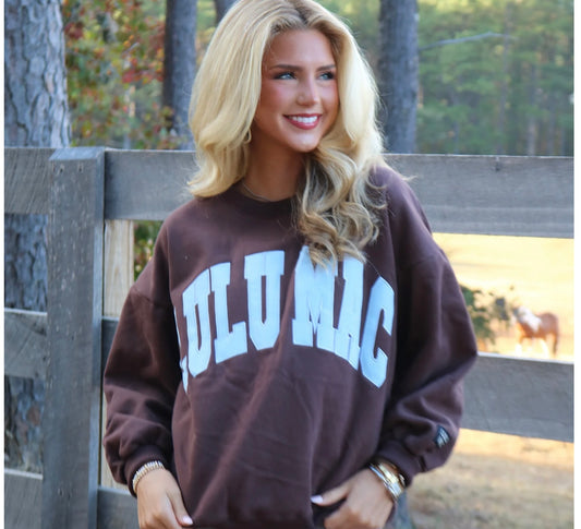 LULU MAC CHOCOLATE SWEATSHIRT WITH LIGHT BLUE