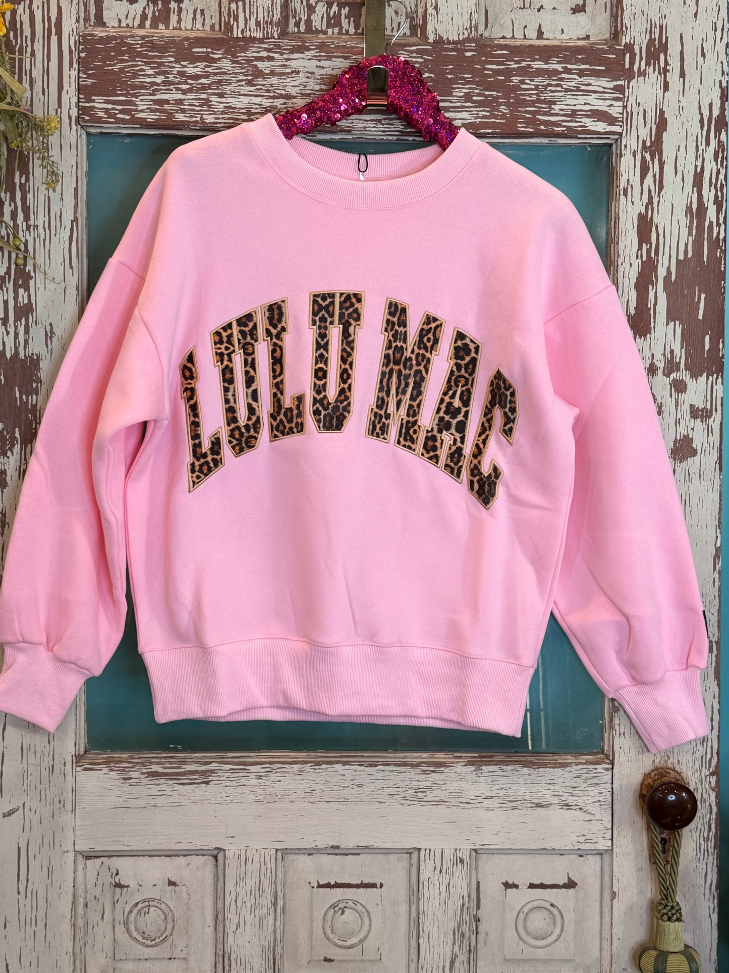 LuLu Mac Pink with Leopard Sweatshirt