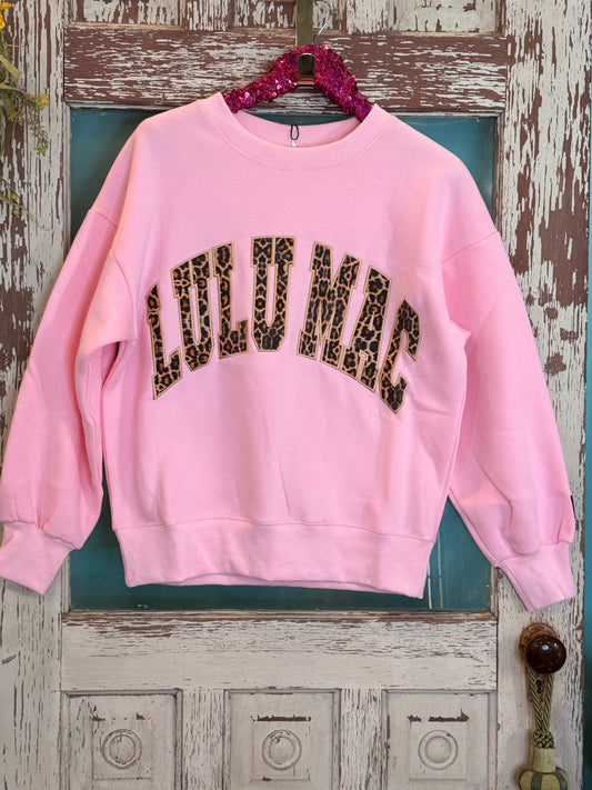 LuLu Mac Pink with Leopard Sweatshirt