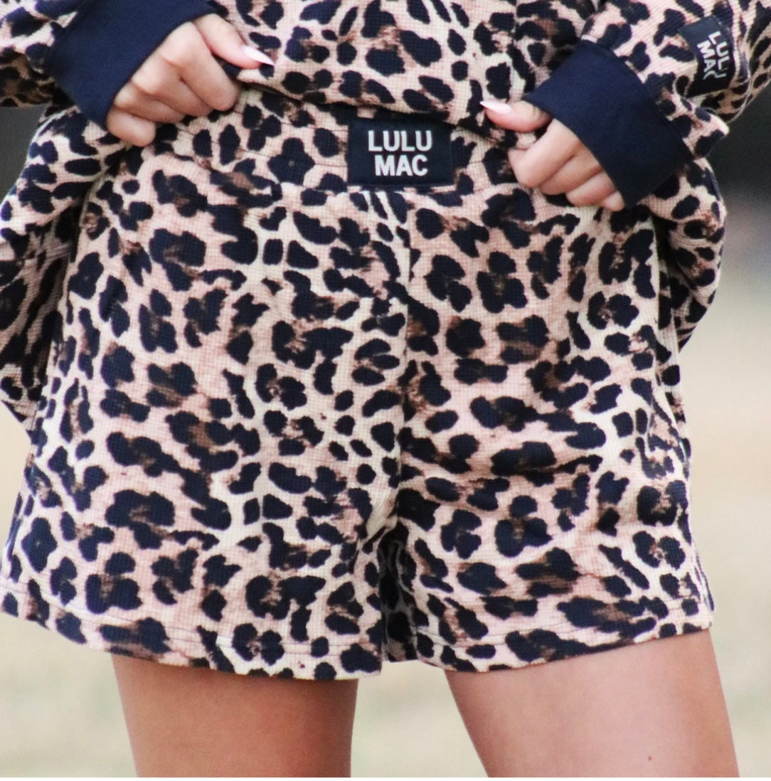 LULU MAC LEOPARD WAFFLE SHORTS