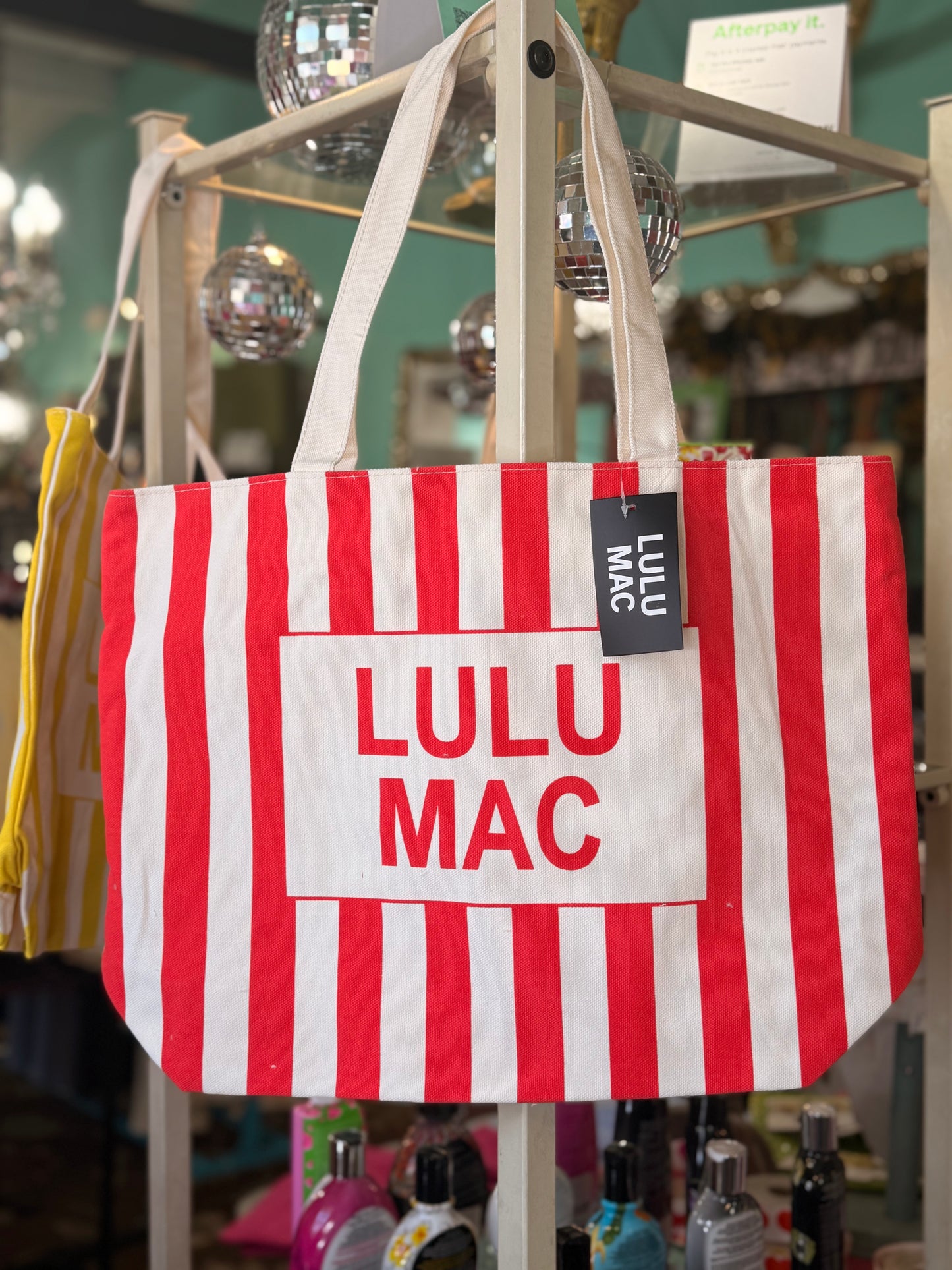 LuLu Mac Red Striped Canvas Tote