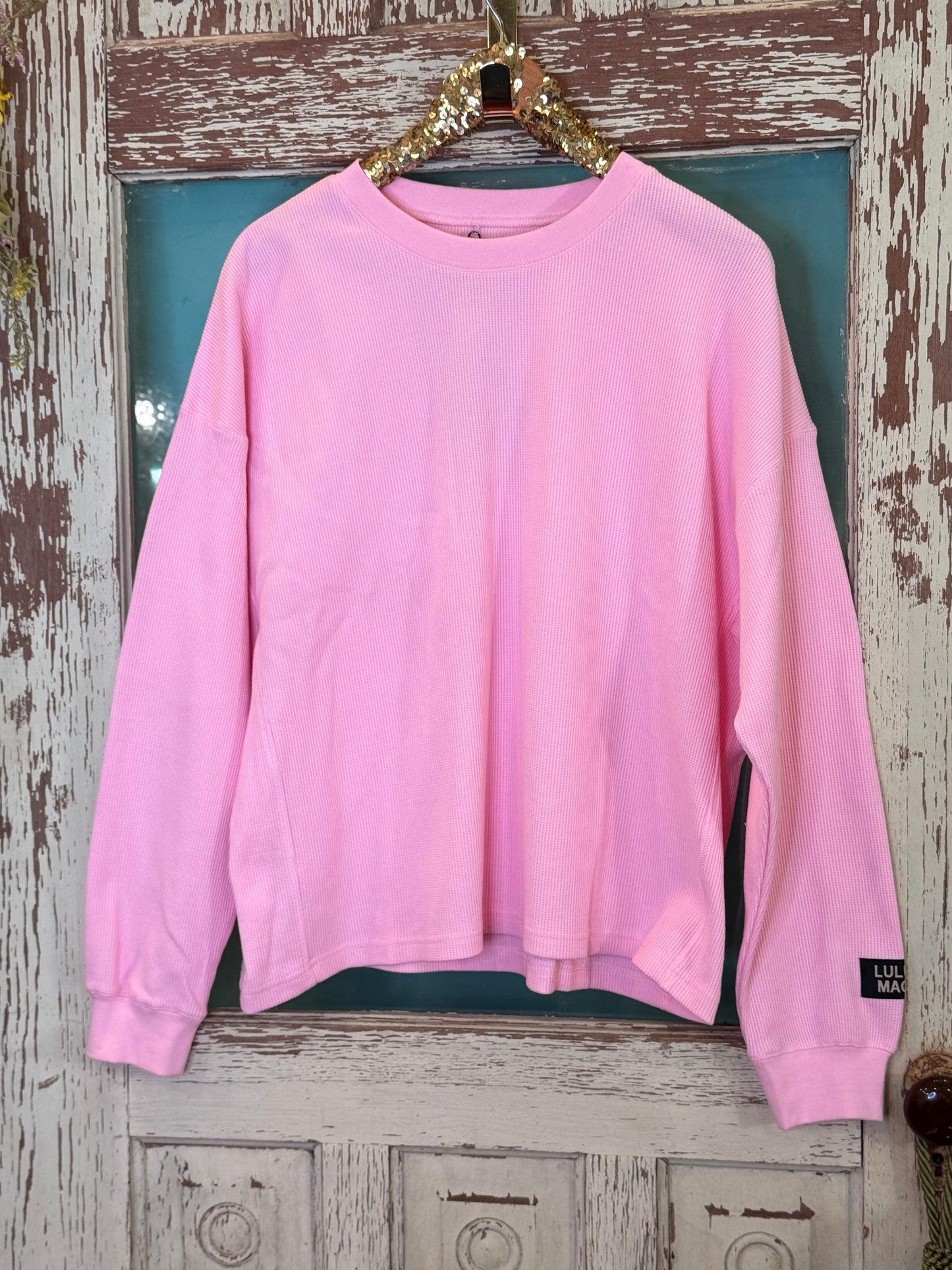 Light Pink Waffle Pullover LULU MAC