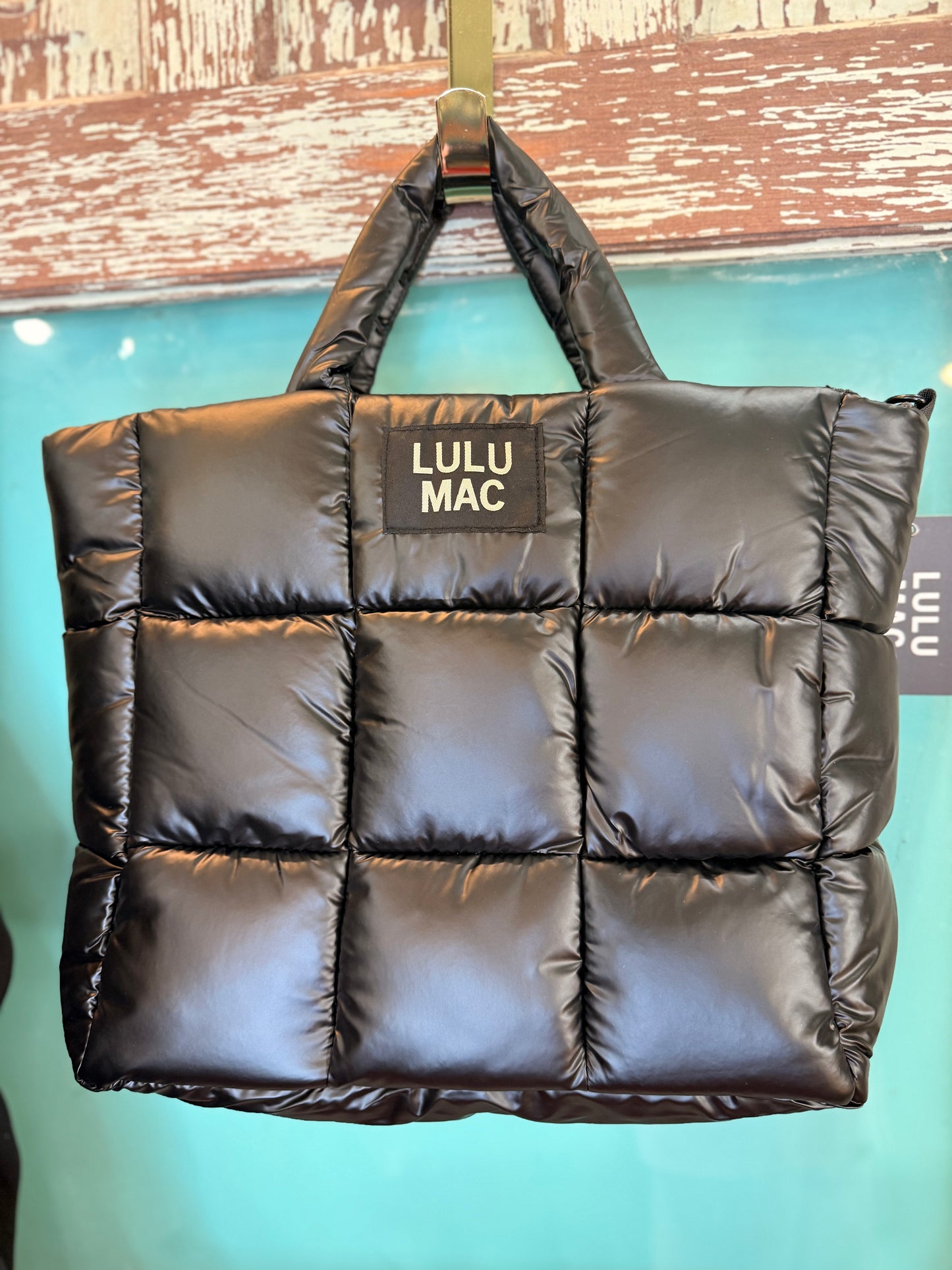 LULU MAC Large Puffer Handbag in Black