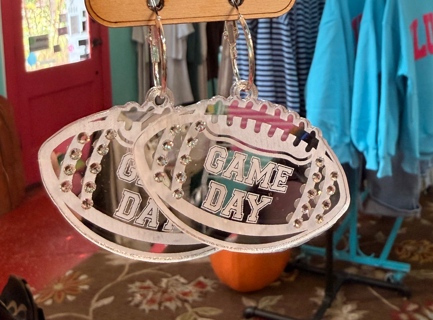 Silver Football Earrings