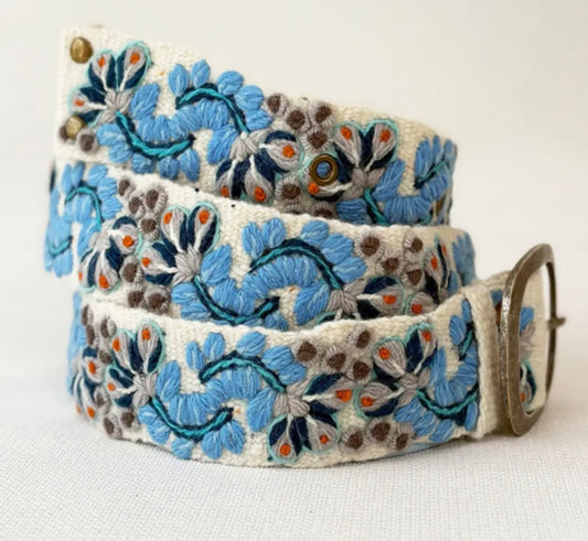 Forget- Me Knot Embroidered Wool Belt