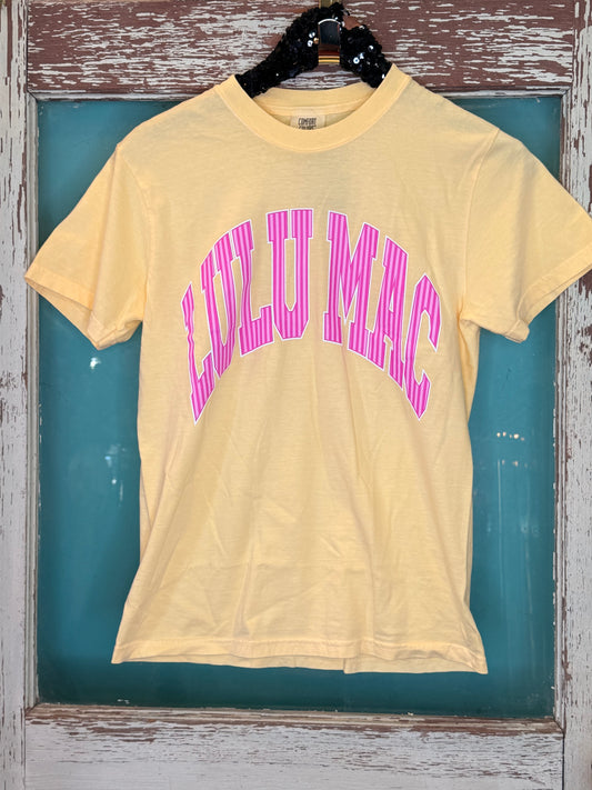 LuLu Mac Butter with Pink Stripes T Shirt