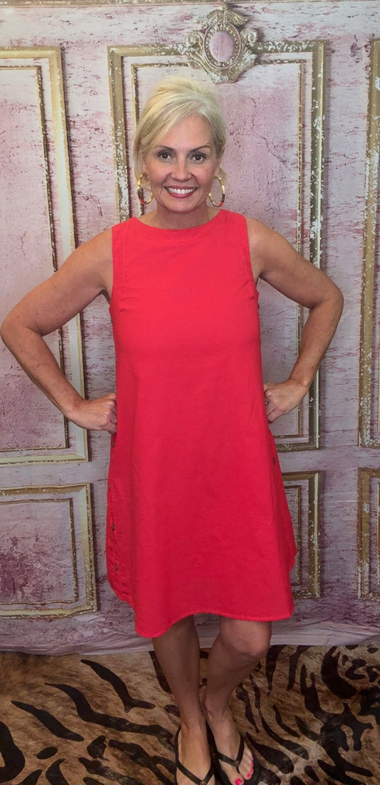 Romy Red Linen Dress