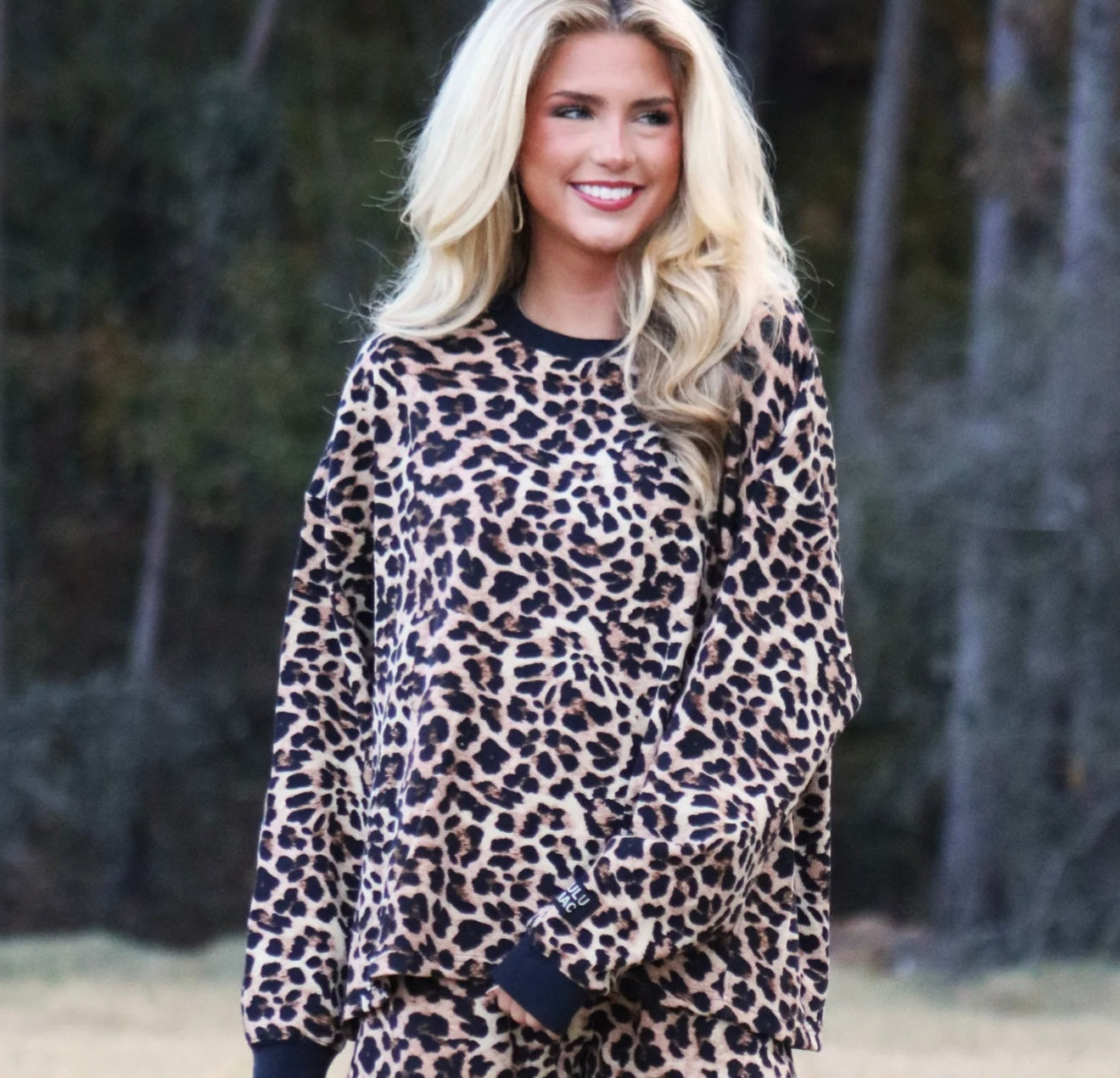 LULU MAC WAFFLE TOP IN LEOPARD