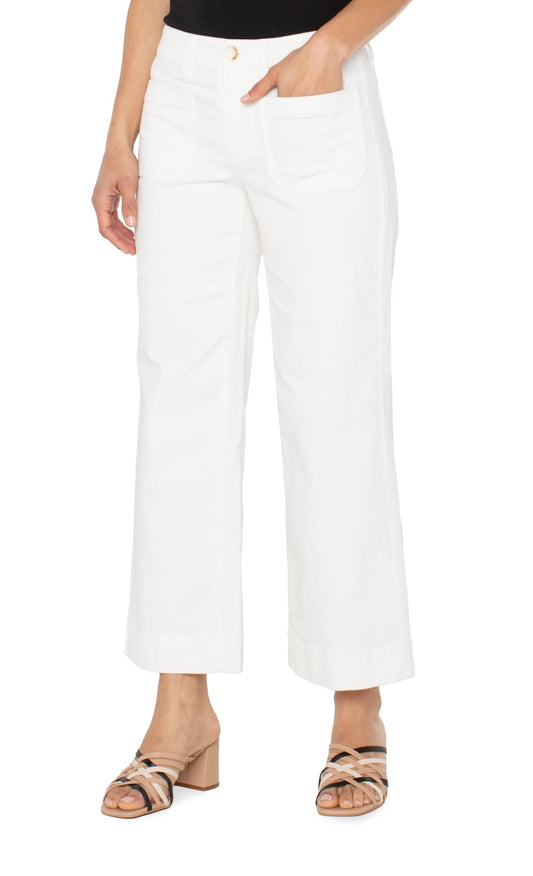 Liverpool Vintage Winter White Wide Leg Corduroy Patch Pocket