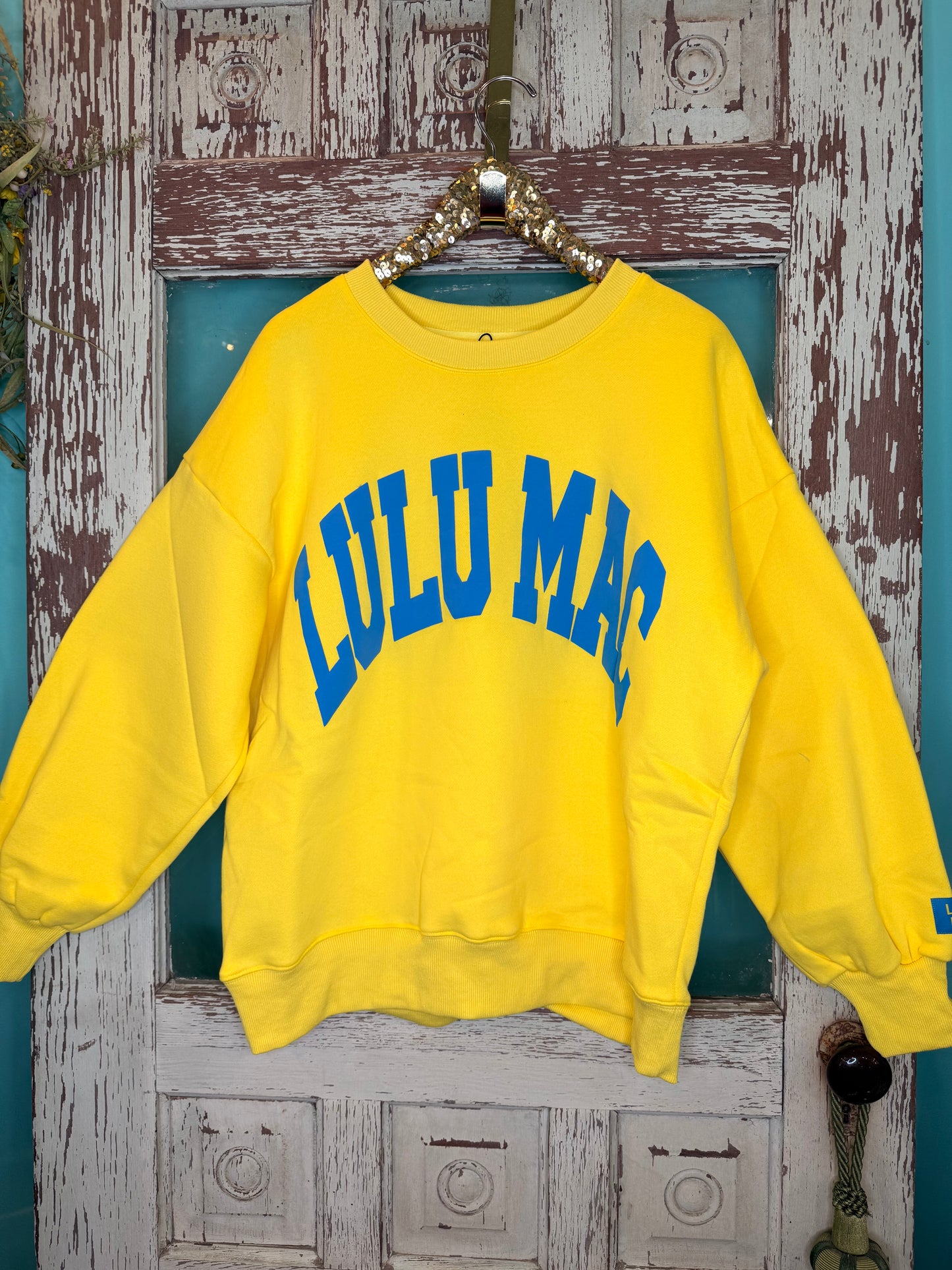 LuLu Mac Yellow with Blue  Puff Sweatshirt