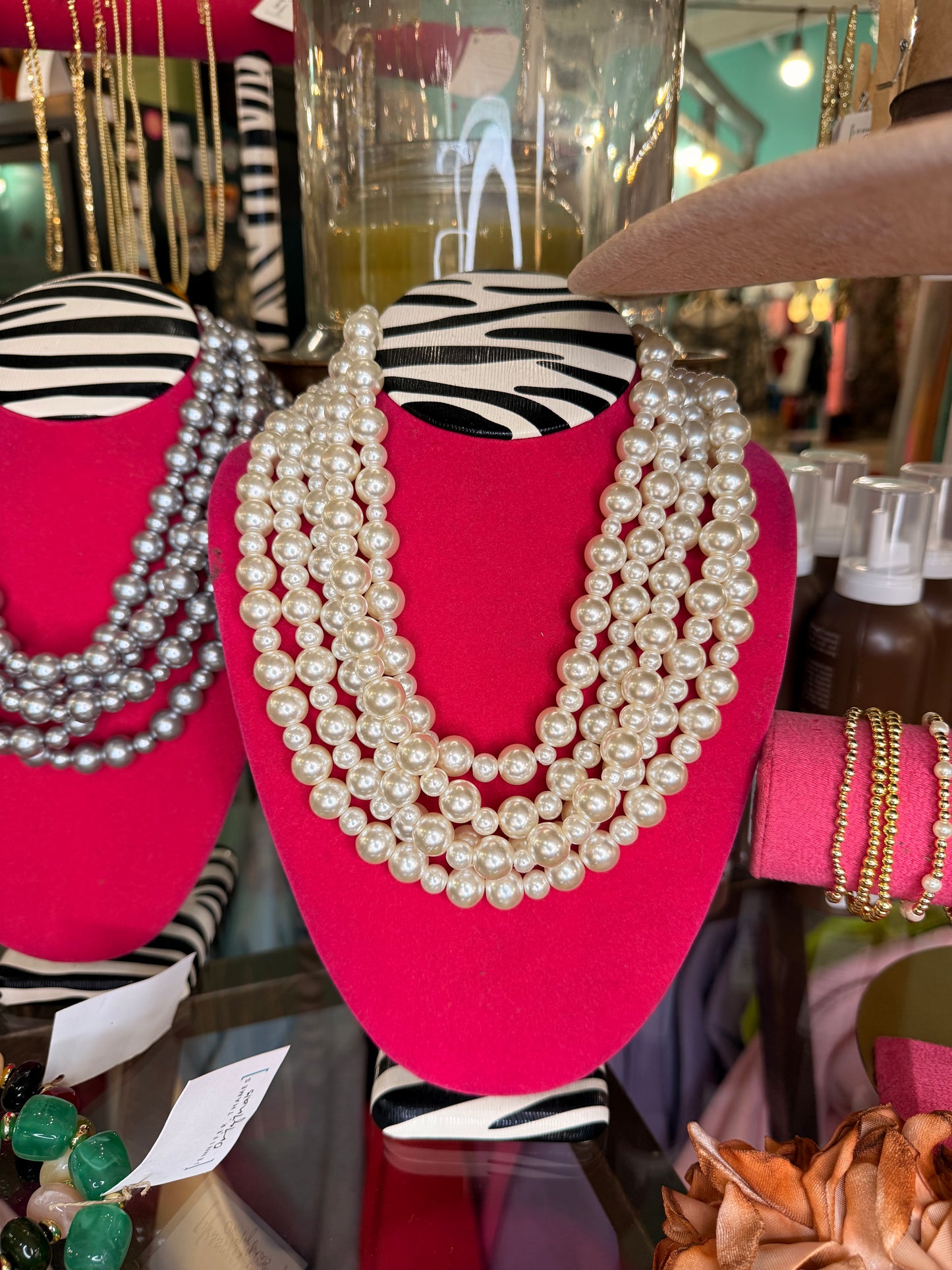 “Is It Real” 5 Strand Ivory Pearls