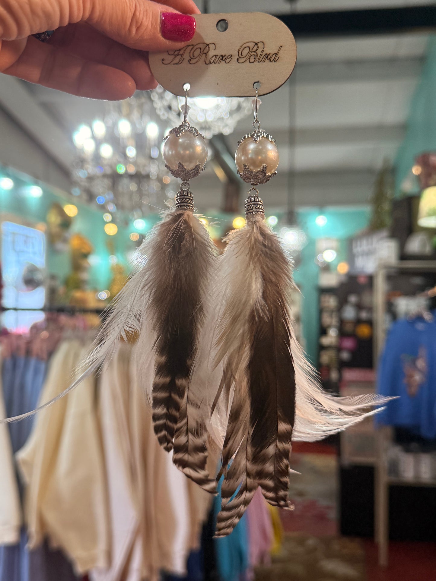 Natural Pearl Feather Earrings