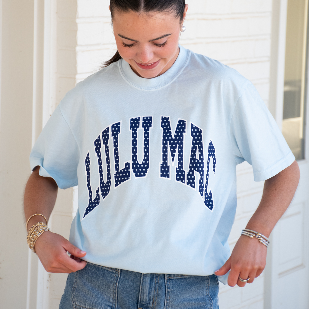 LuLu Mac Light Blue Polka Dot T Shirt