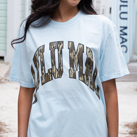 LuLu Mac Baby Blue Bottomland Camo T