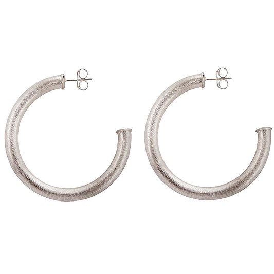 Brushed Silver Small Arlene Hoops