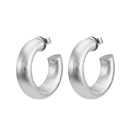 Small Chantal Hoops in Brushed Silver