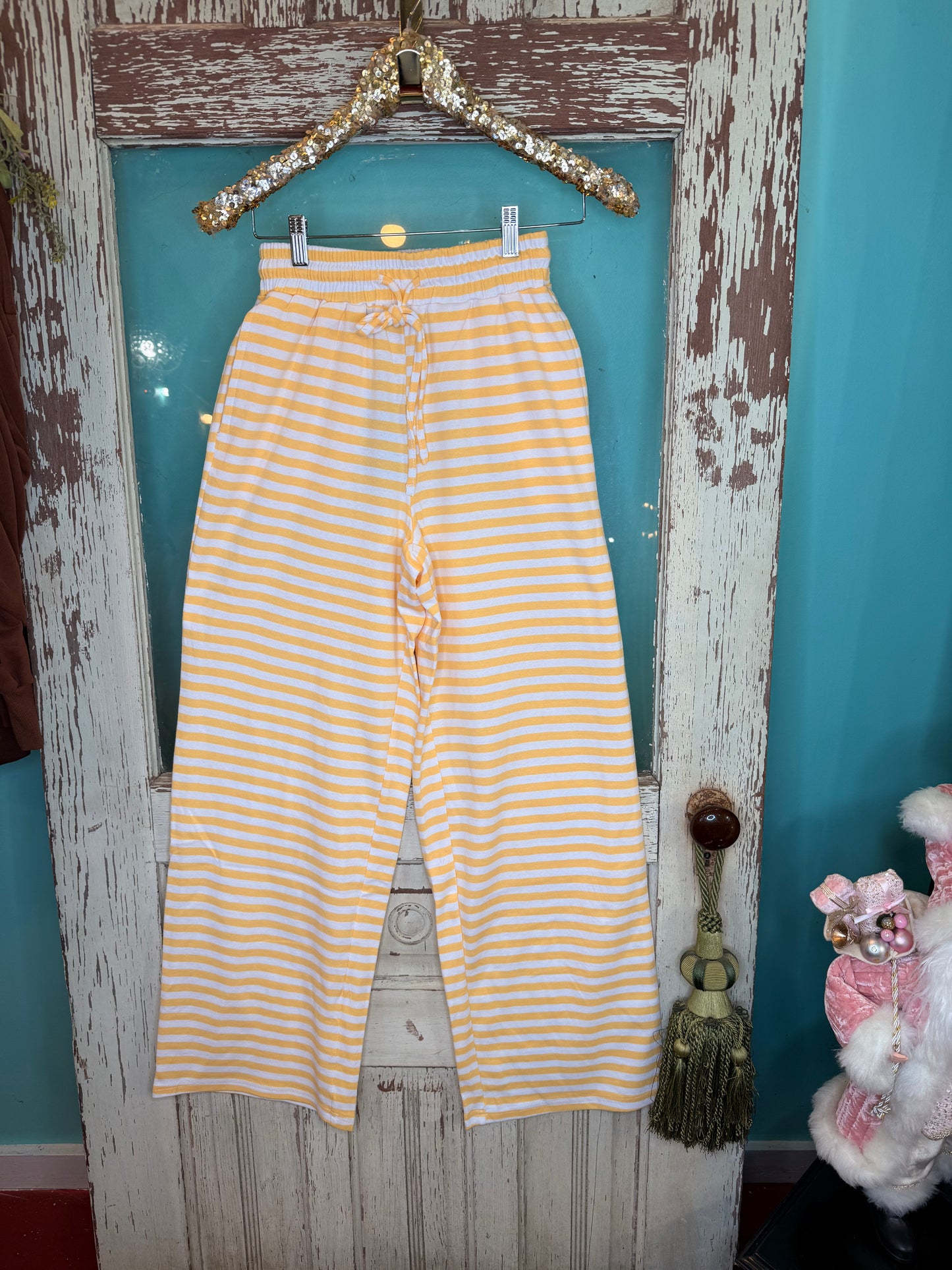 Yellow/White LuLu MAC Striped Pants