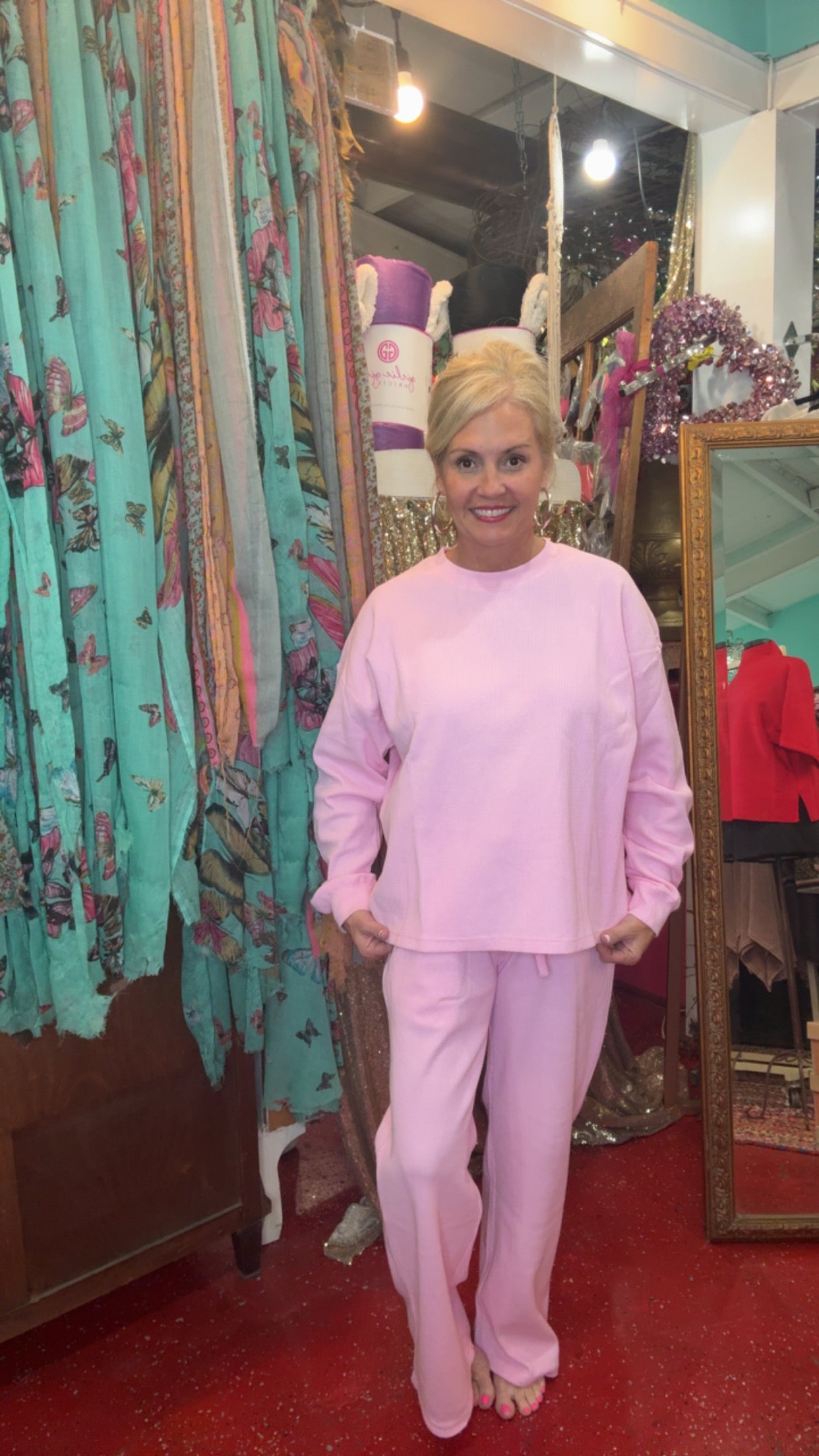 Light Pink Waffle Pants LULU MAC