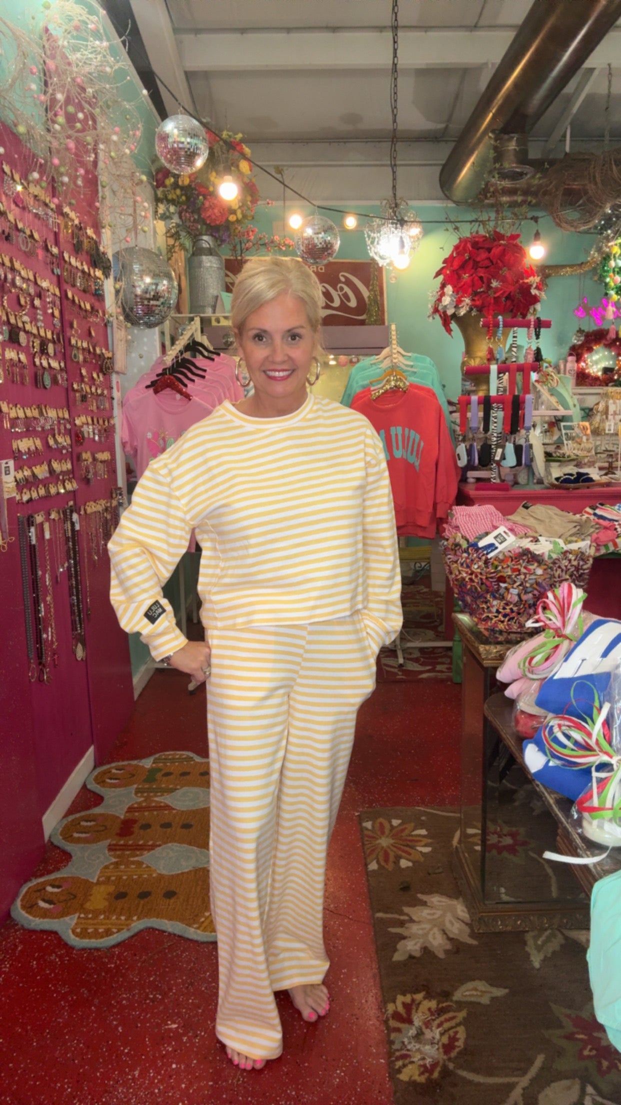 Yellow/White LuLu MAC Striped Pants