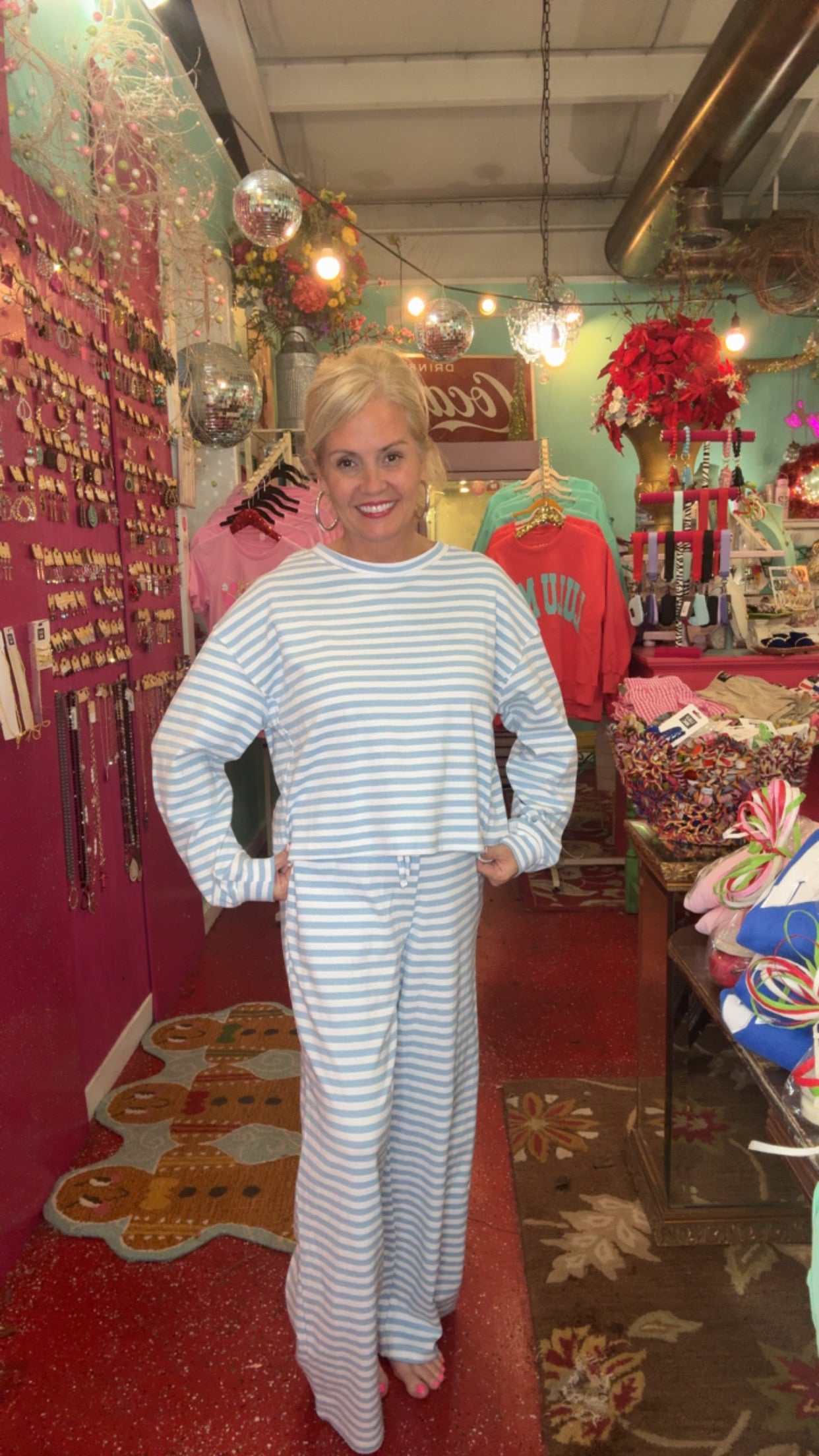 Lulu MAC Light Blue/ White Striped Pants