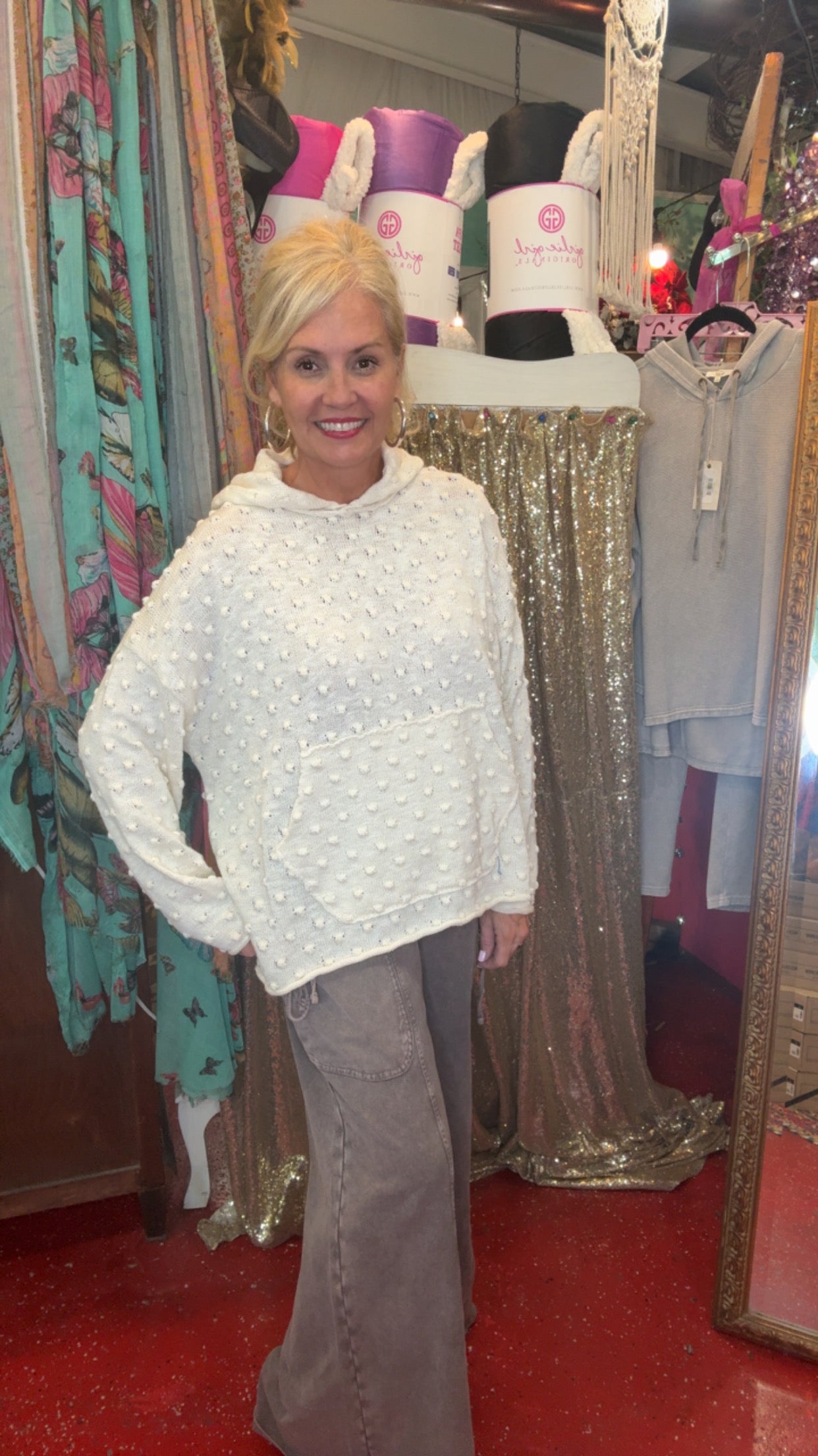 The Grace Popcorn Hoodie in Ivory