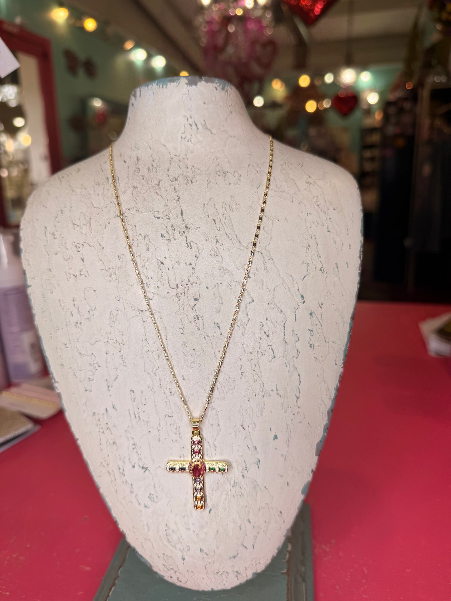 Vienna Cross Necklace in White
