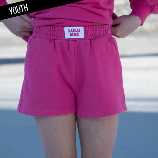 Youth LuLu Mac Pink Terry Shorts