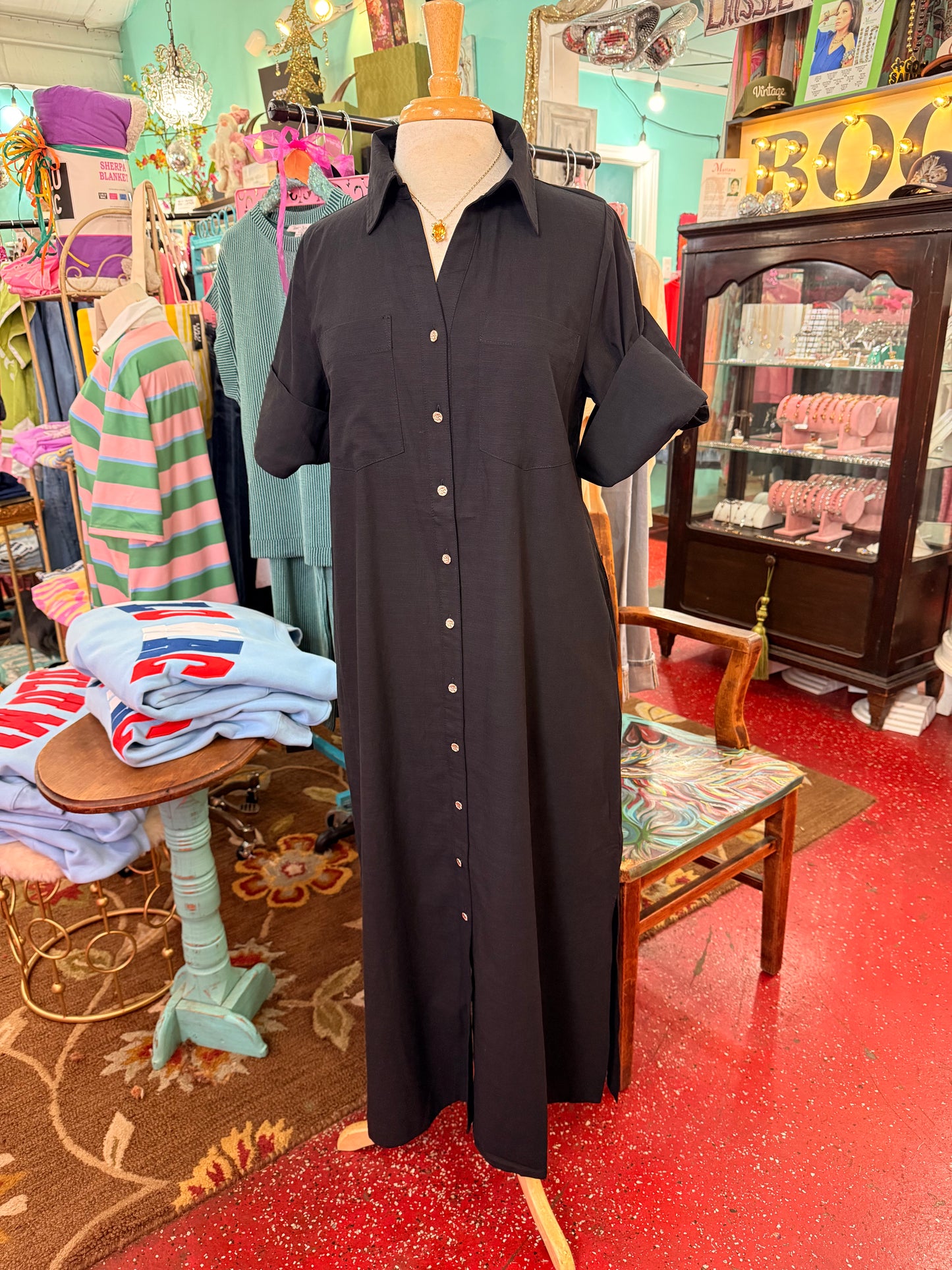 I Want You Button Up Linen Dress