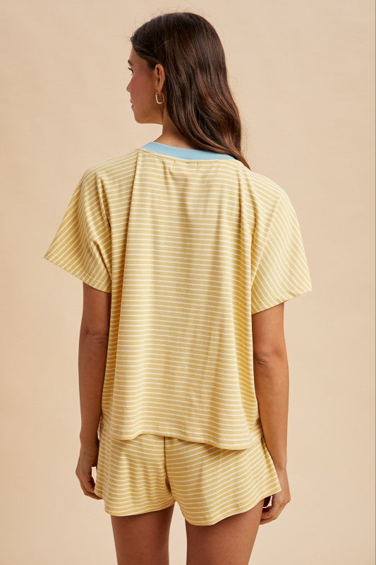 The Sofia Short Set in Yellow/ Blue