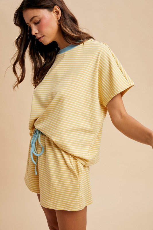 The Sofia Short Set in Yellow/ Blue