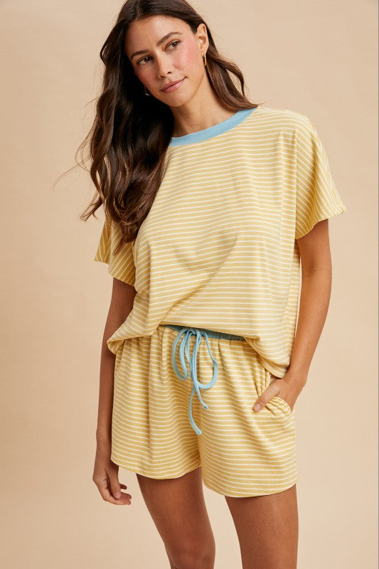 The Sofia Short Set in Yellow/ Blue