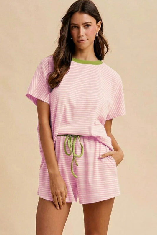 The Sofia Short  Set in Pink/Green